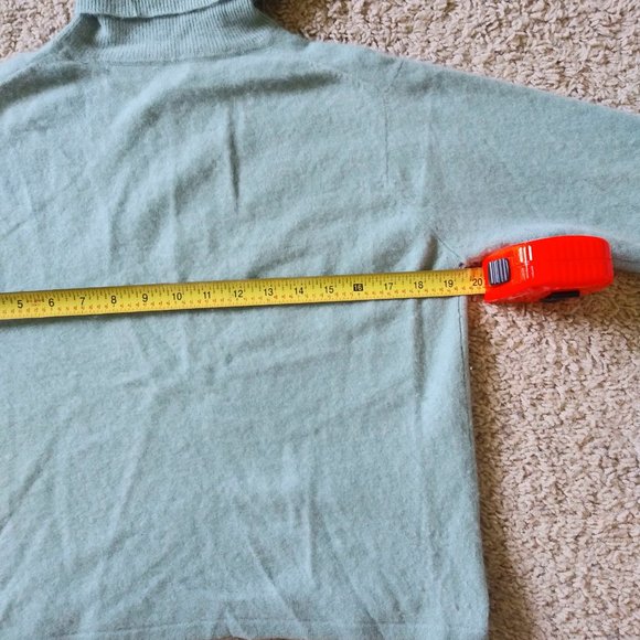 Valerie Stevens 100% 2-Ply Cashmere Turtleneck Dusty Turquoise Size L - Picture 4 of 6